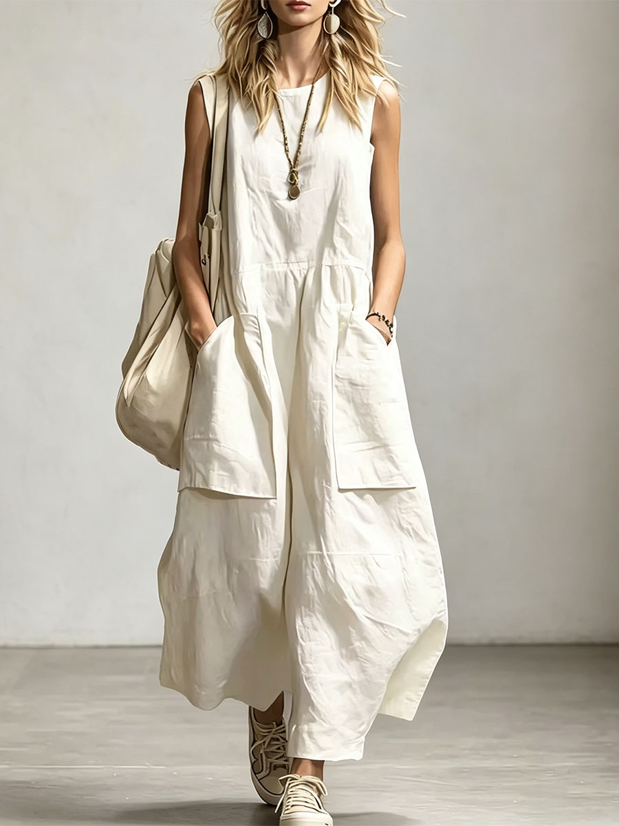 Linnéa | Ärmlös Jumpsuit med Vida Ben