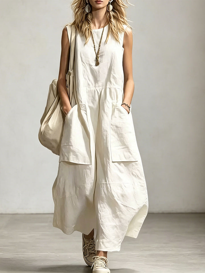 Linnéa | Ärmlös Jumpsuit med Vida Ben