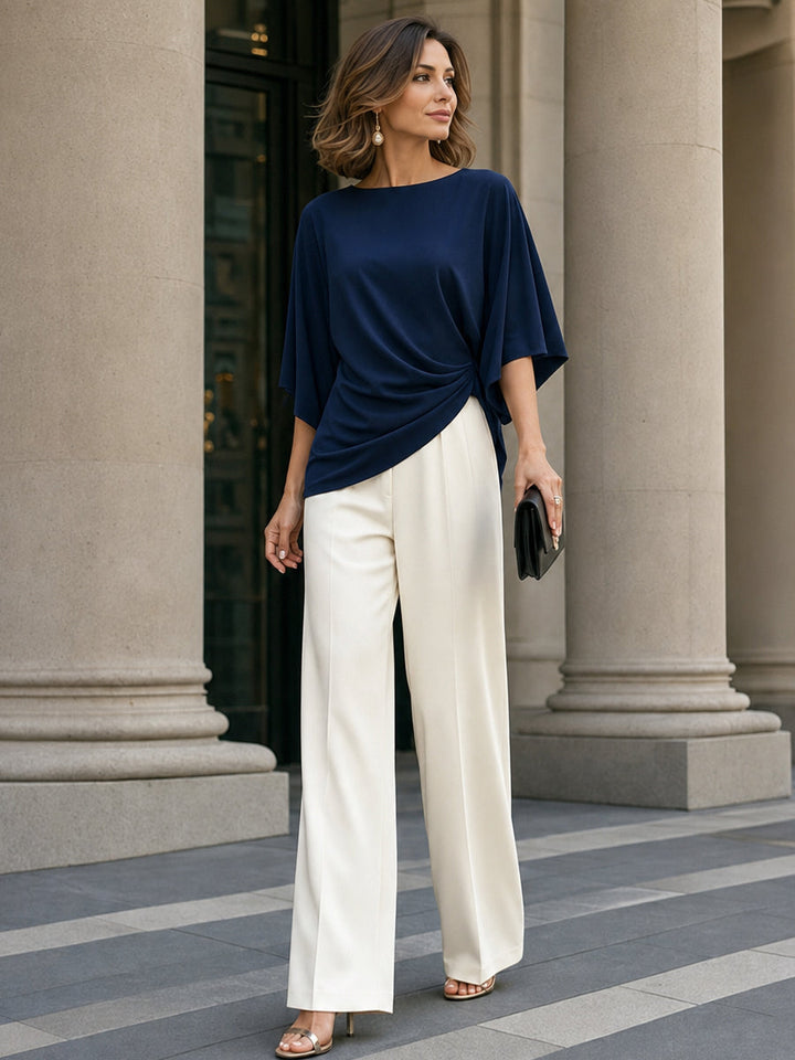 Gerda | Draperad Blus och Vida Byxor Set