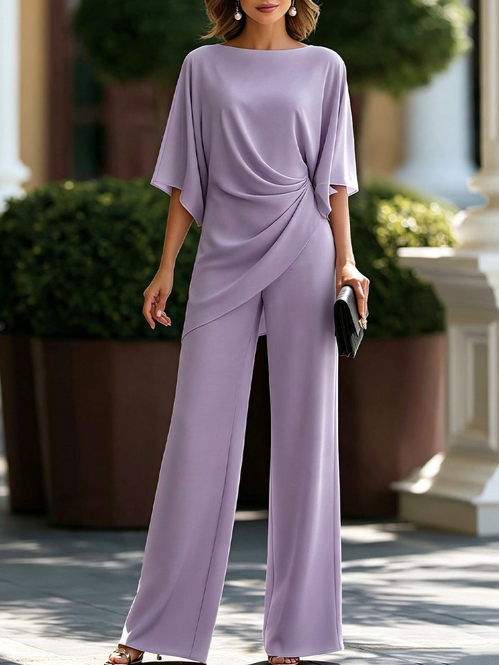 Gerda | Draperad Blus och Vida Byxor Set
