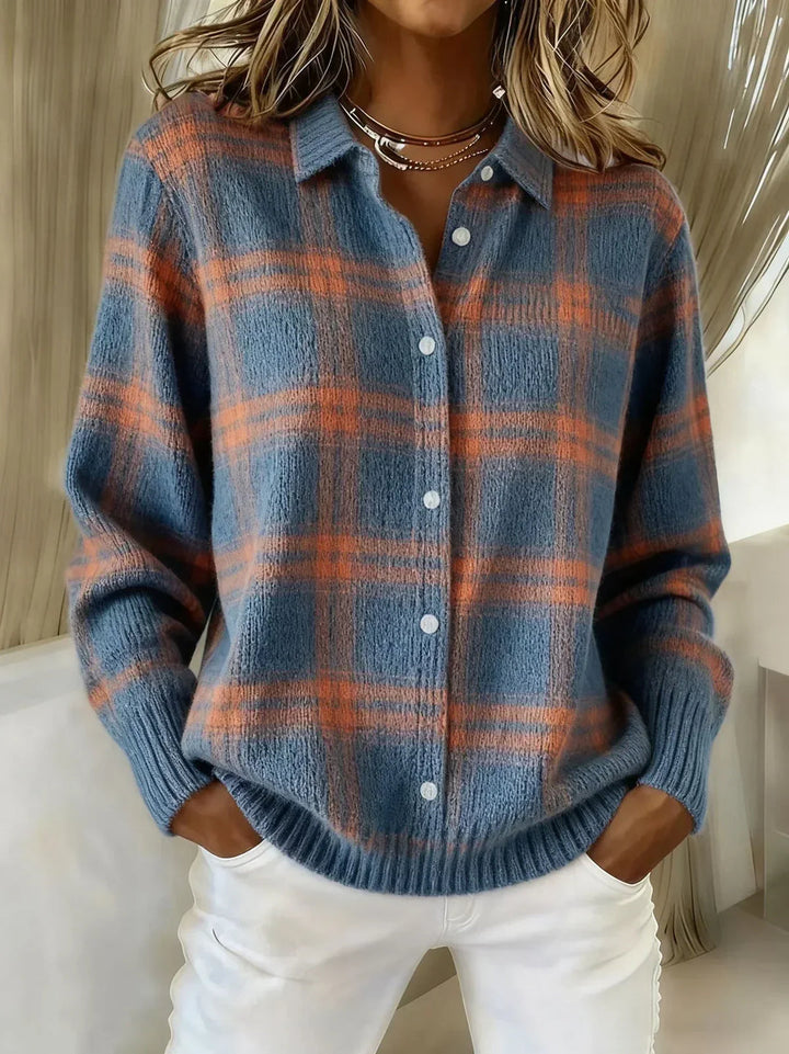Alma | Rutig Stickad Cardigan