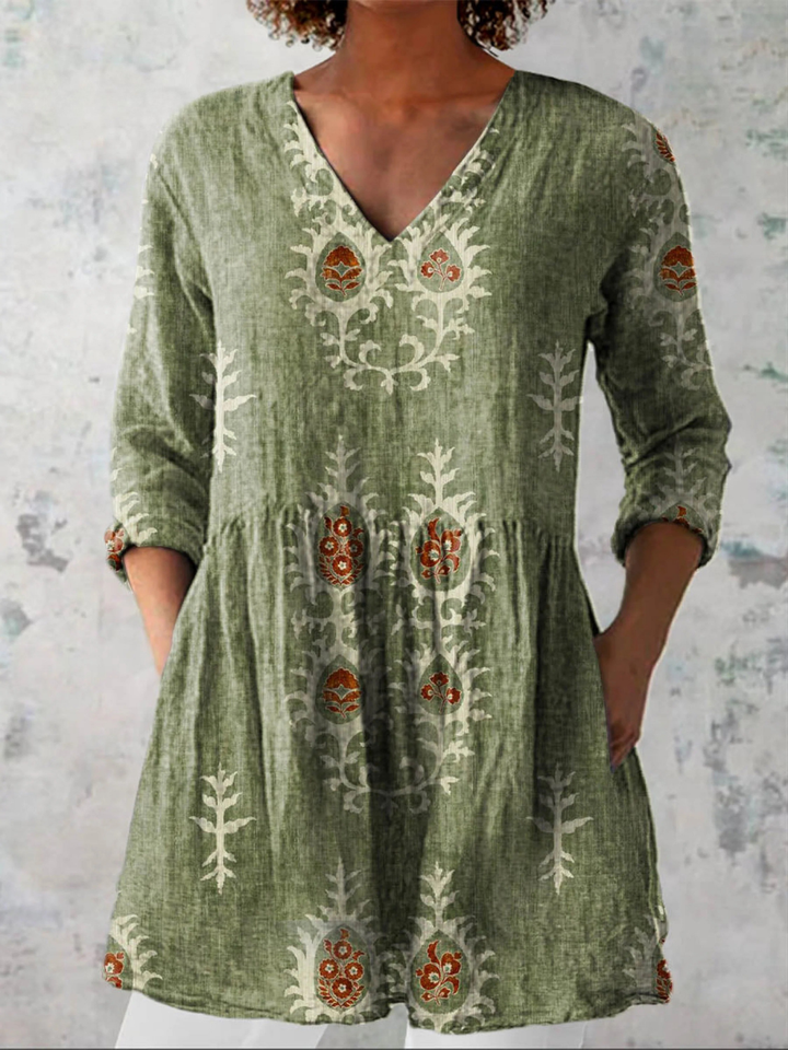 Elise | Lång Blus med V-Hals