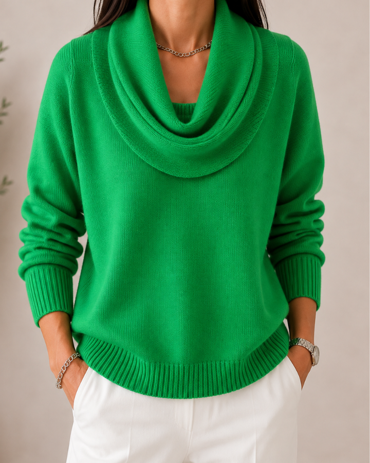 Caralina | Elegant Cowl Neck Stickad Tröja