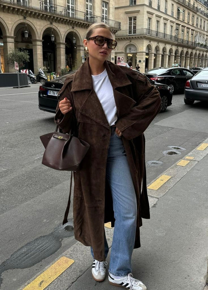 Mayra | Lång Sammetstrenchcoat