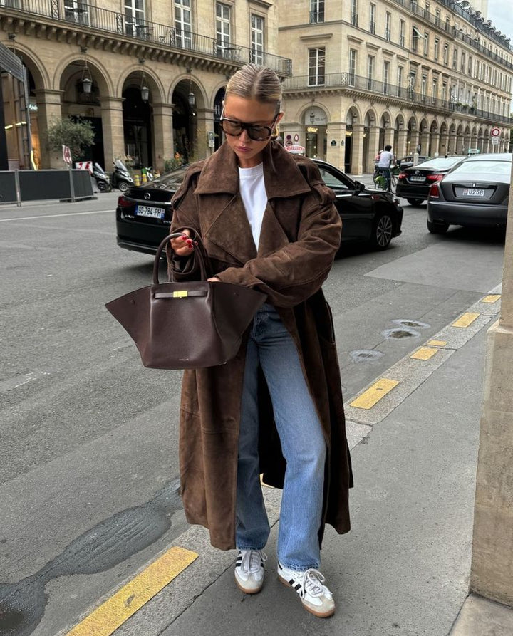 Mayra | Lång Sammetstrenchcoat