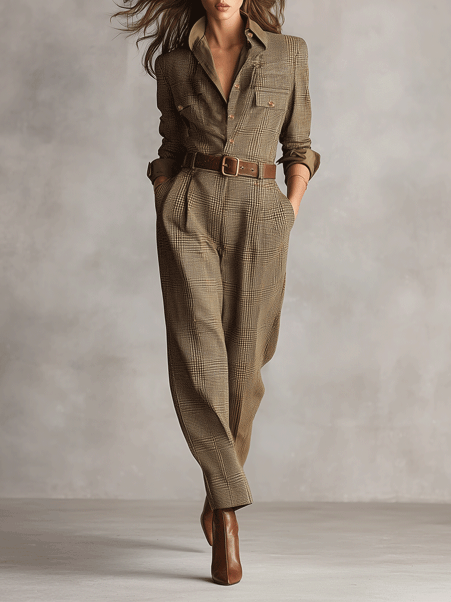 Célia | Brun Jumpsuit med Sofistikerade Detaljer