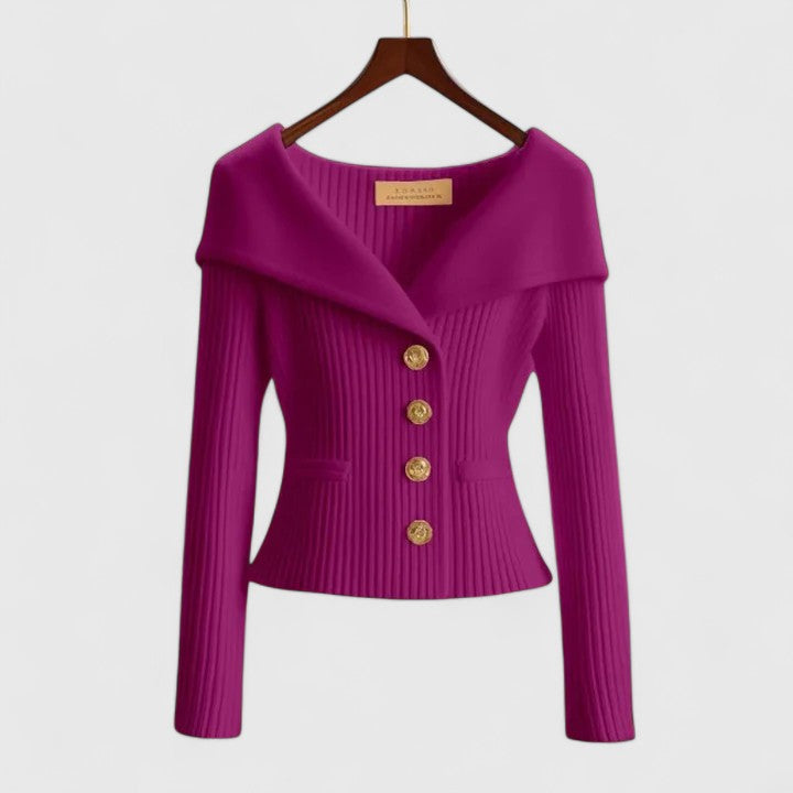 Dominique | Smickrande Cardigan med Bred Krage