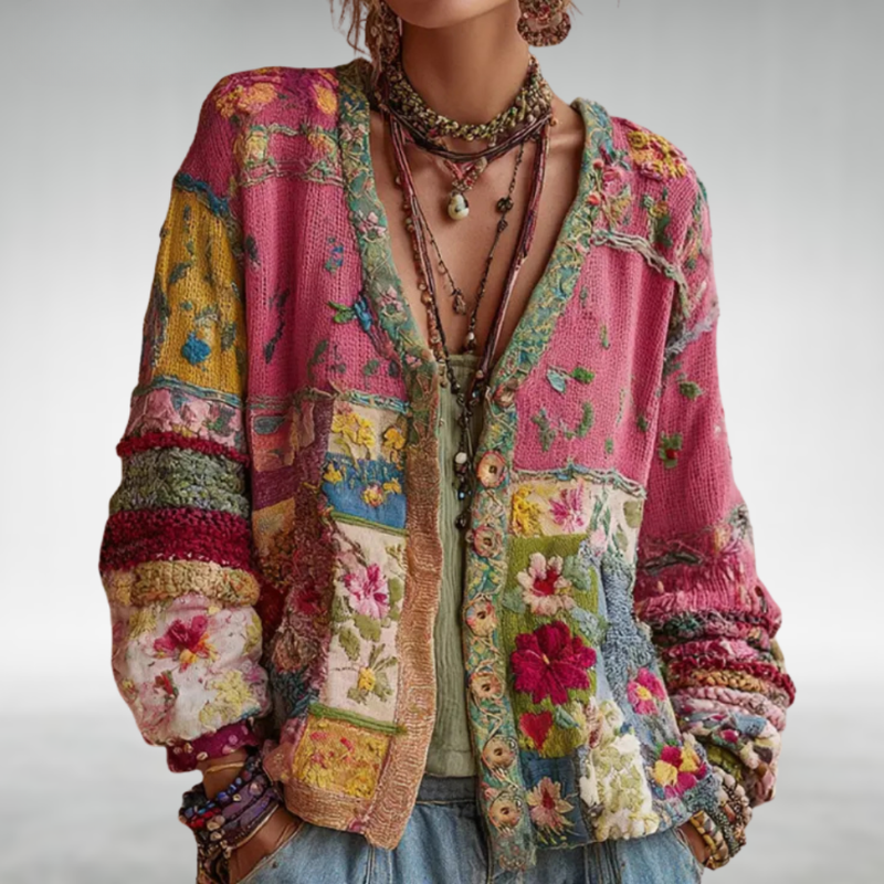 Märta | Stickad Cardigan i Boho-stil