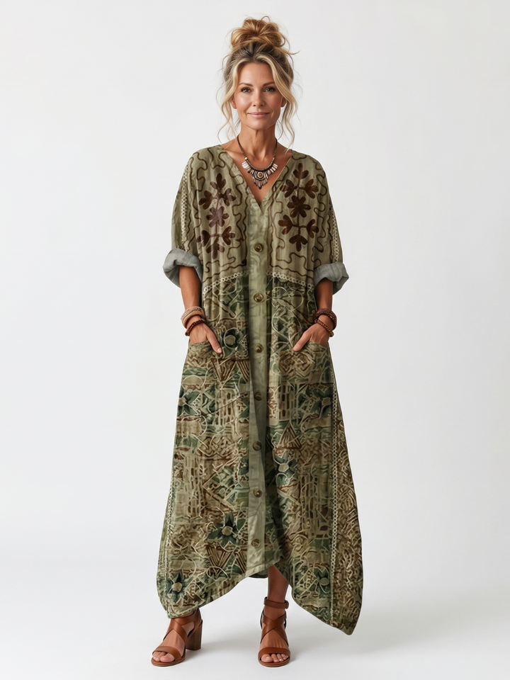 Ariane | Knappframs oversized midiklänning med fickor