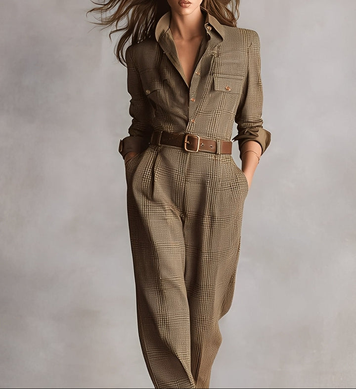 Célia | Brun Jumpsuit med Sofistikerade Detaljer