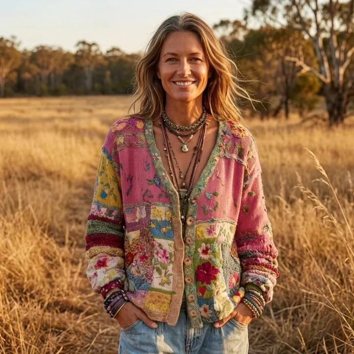 Märta | Stickad Cardigan i Boho-stil