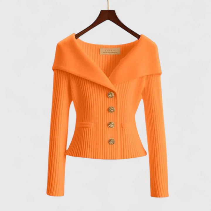 Dominique | Smickrande Cardigan med Bred Krage