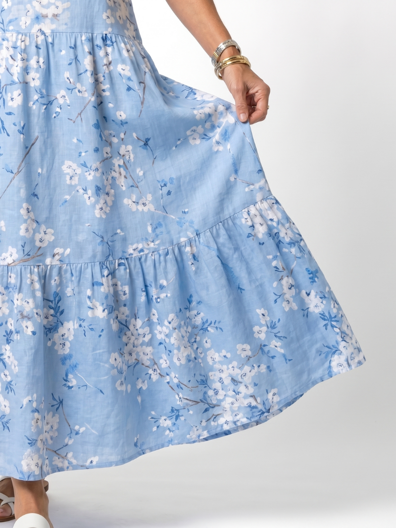 Alora | Blommig Tryck Tassel Knyt Midi Klänning