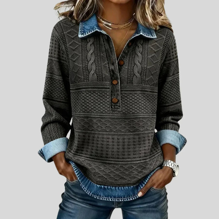 Alise | Vintage Kabelstickad Krage Jumper