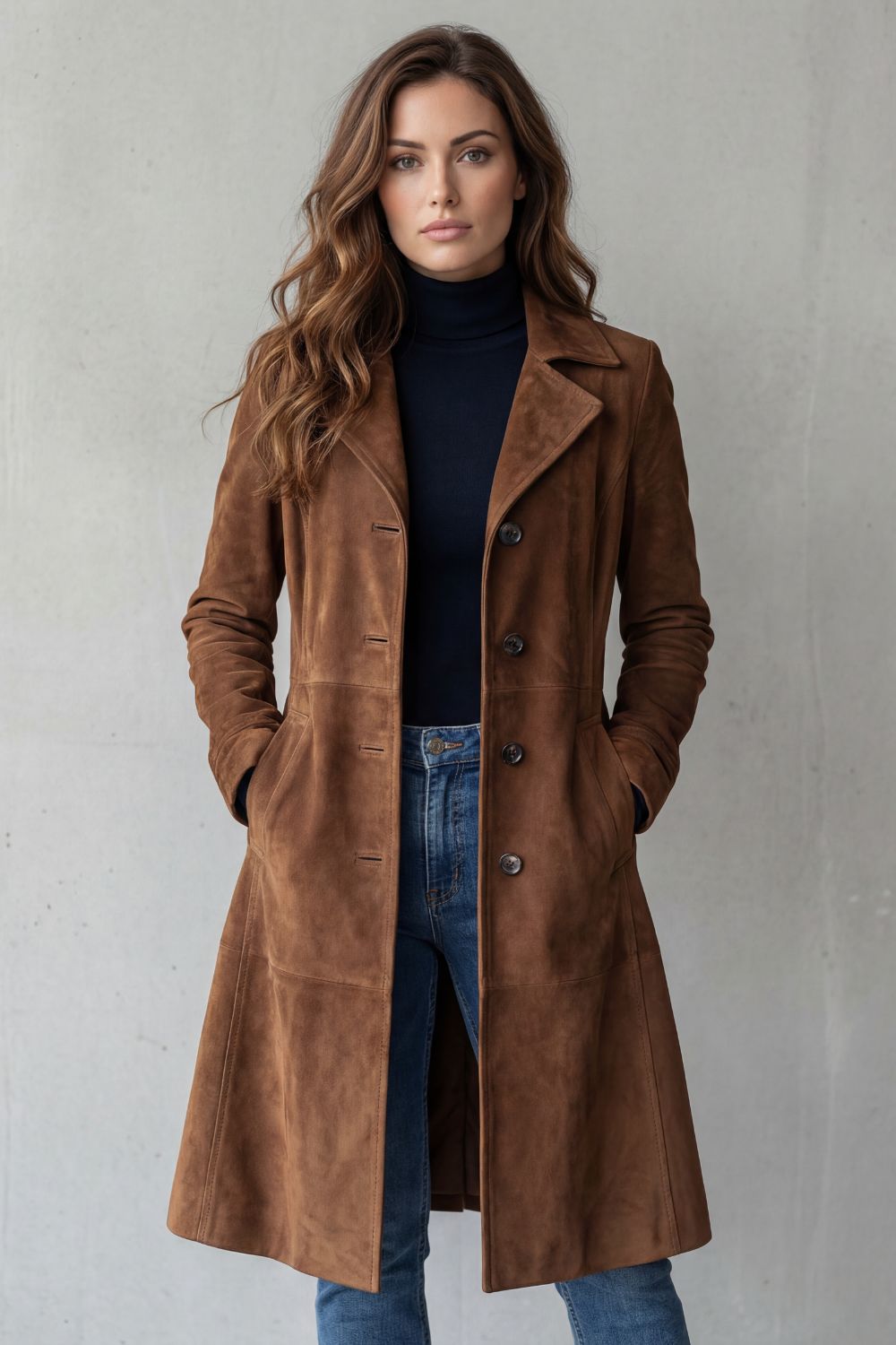 Disa | Vintage mocka finish – Lång kappa