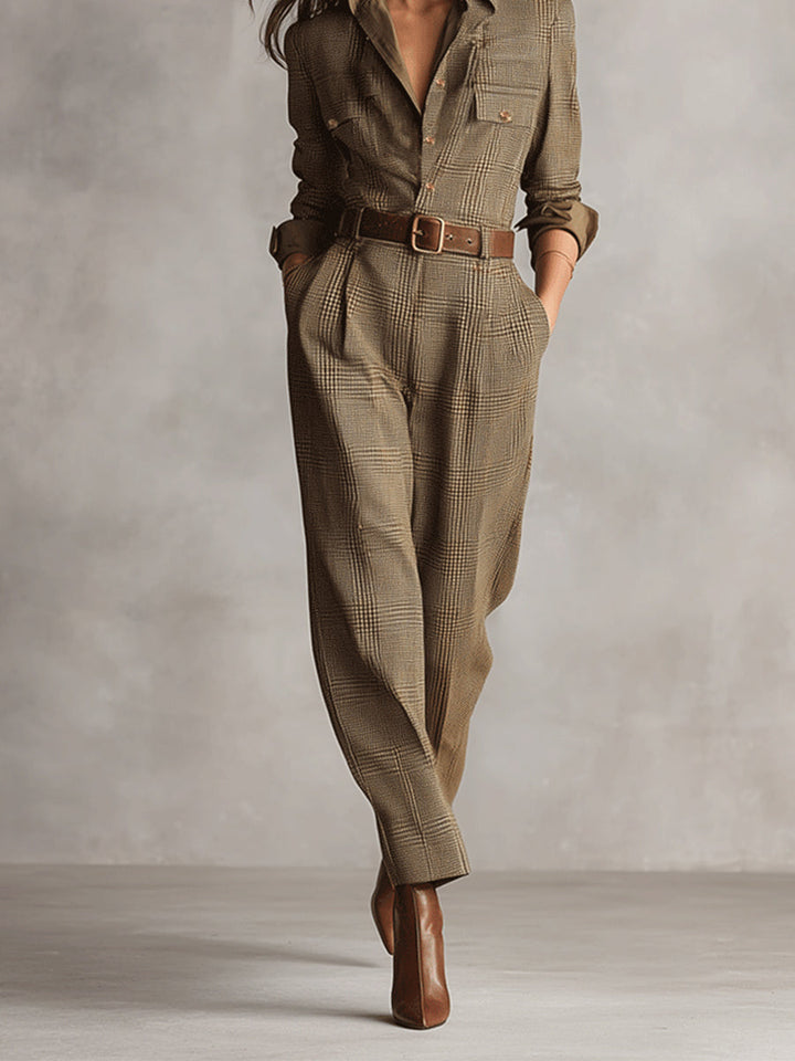 Célia | Brun Jumpsuit med Sofistikerade Detaljer