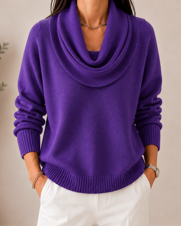Caralina | Elegant Cowl Neck Stickad Tröja