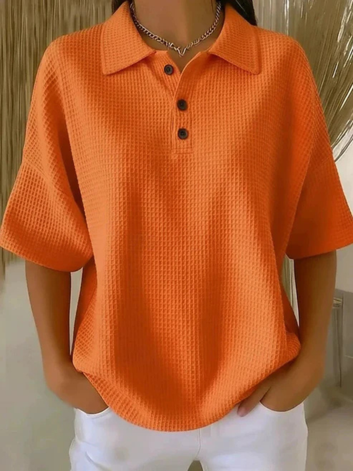 Peggie | Bekväm Vaffelpolo Blus