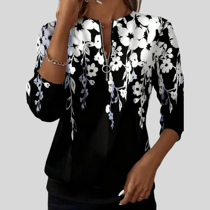 Karmosin | Blommig Print Zip Sweatshirt