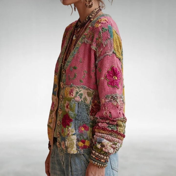 Märta | Stickad Cardigan i Boho-stil