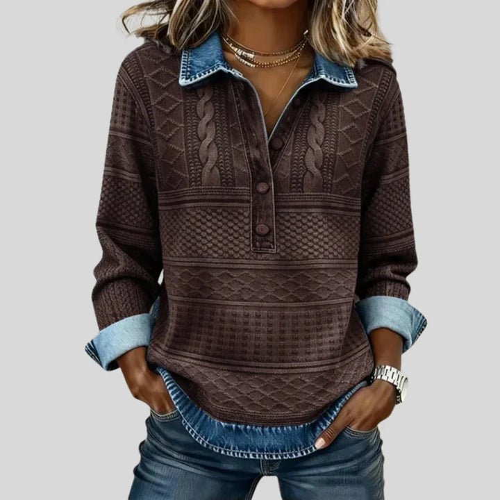 Alise | Vintage Kabelstickad Krage Jumper