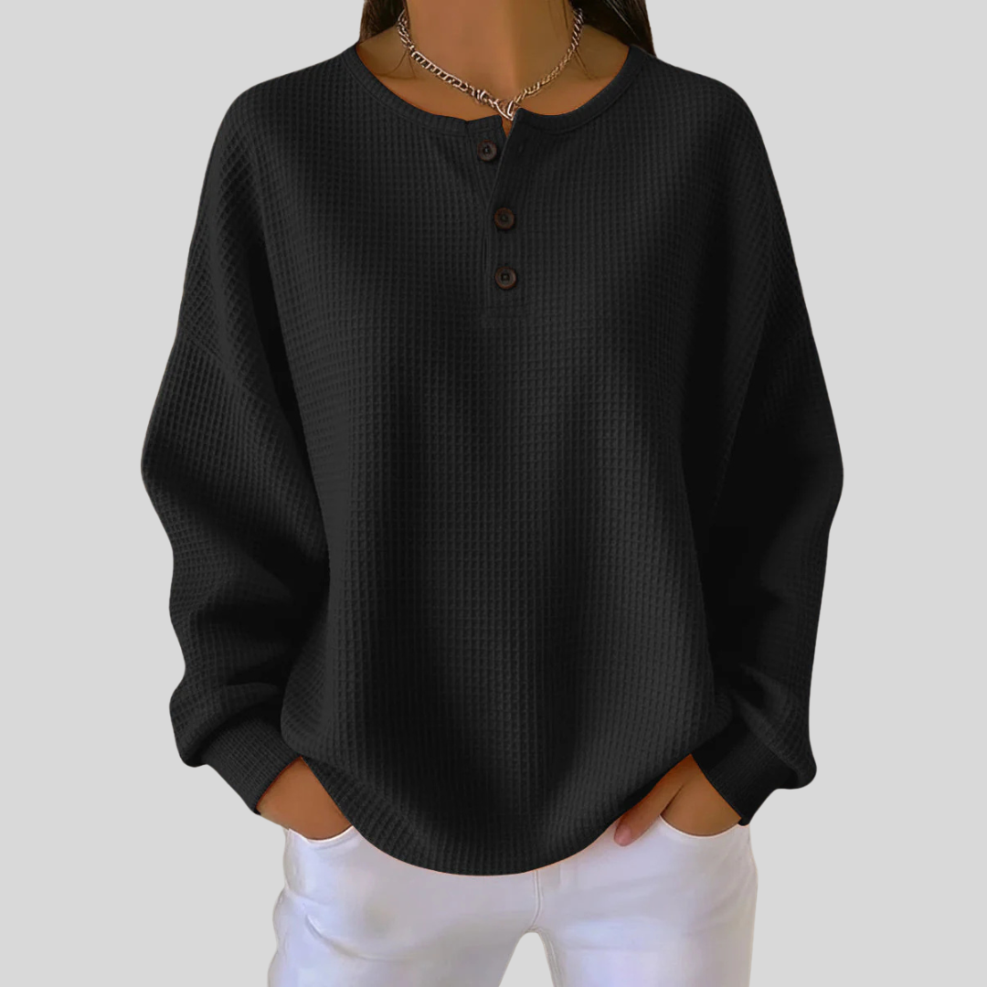 Nessa | Avslappnad Henley Sweatshirt