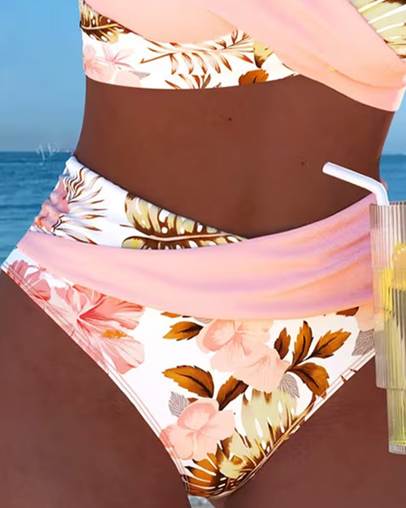 Liv | Bikini Kontrast Blommönster Delad