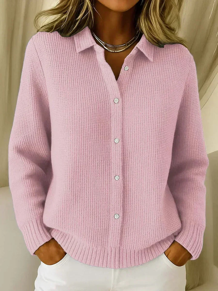 Camille | Texturerad Stickad Knapp-up Cardigan