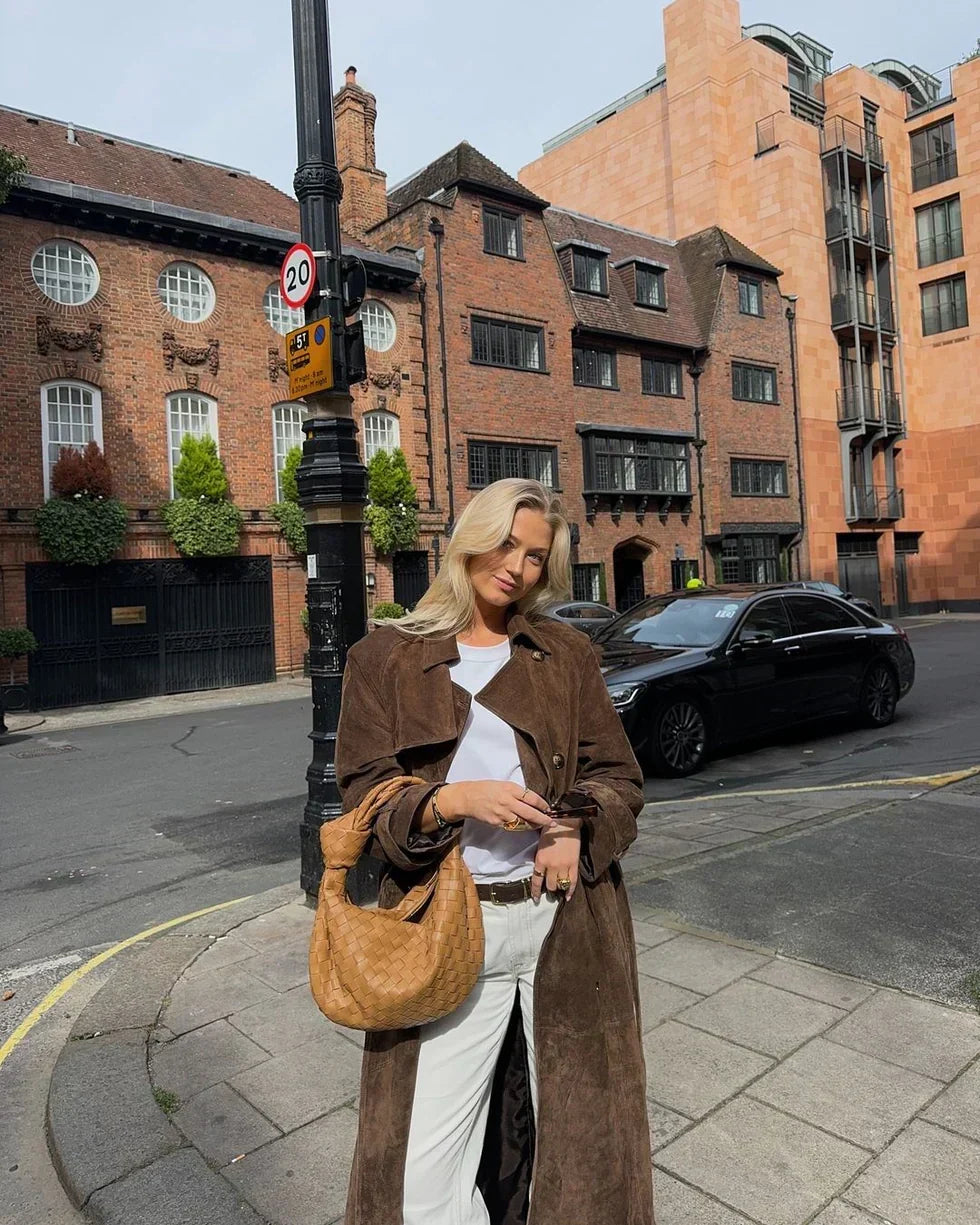 Mayra | Lång Sammetstrenchcoat
