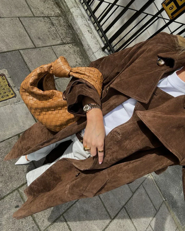 Mayra | Lång Sammetstrenchcoat