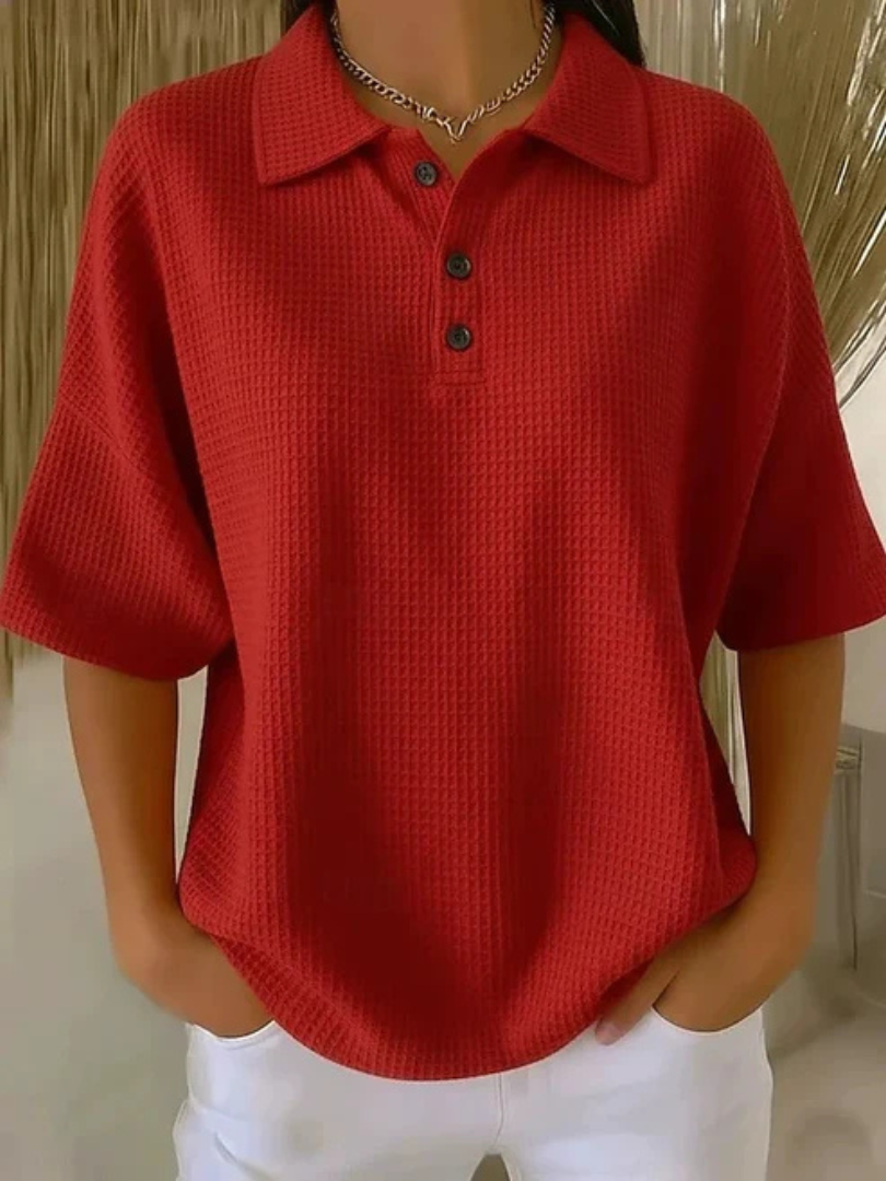 Peggie | Bekväm Vaffelpolo Blus