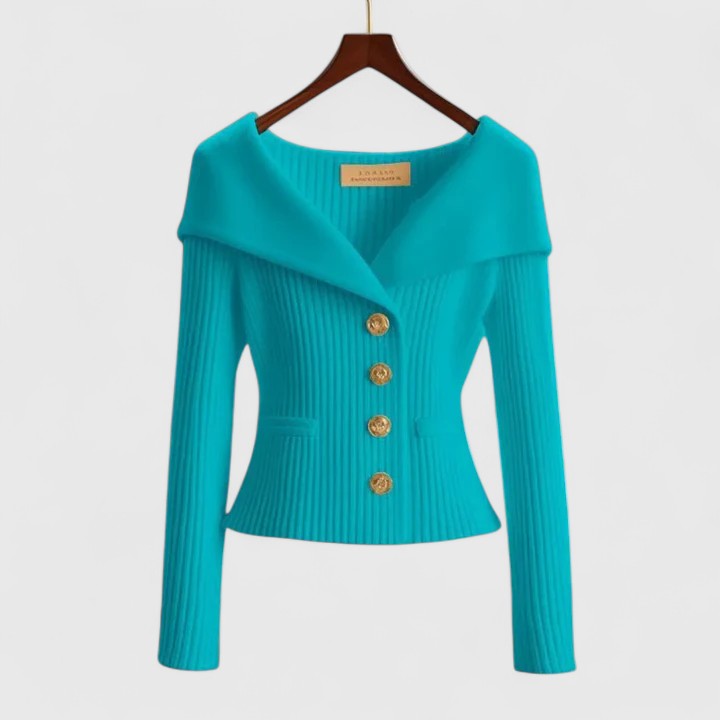 Dominique | Smickrande Cardigan med Bred Krage