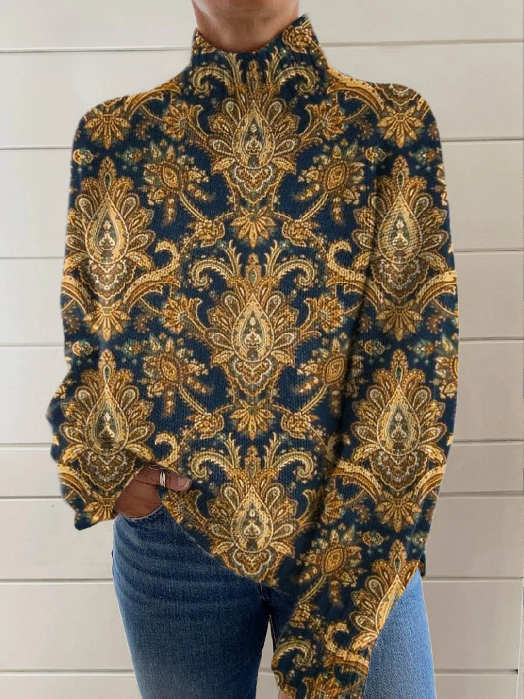 Hervor – polotröja med vintage blommigt konsttryck