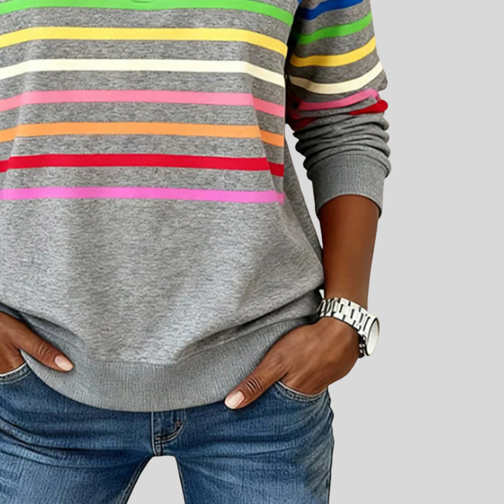 Prismette | Färgglad Randig Quarter-Zip Sweatshirt