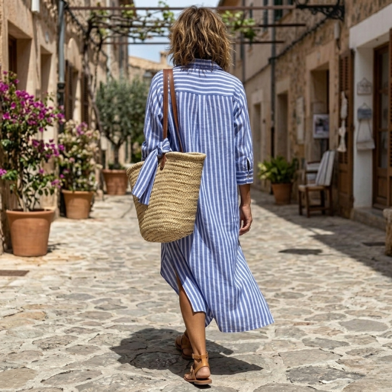 Wilhelmine | Elegant Randig Sommarklänning