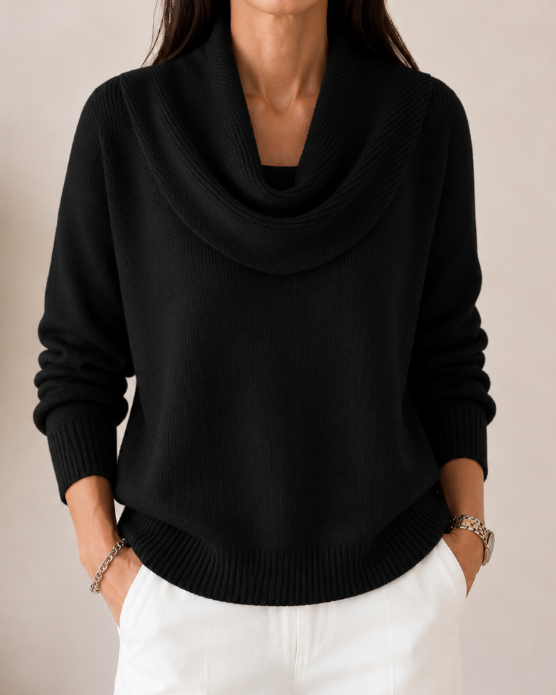 Caralina | Elegant Cowl Neck Stickad Tröja