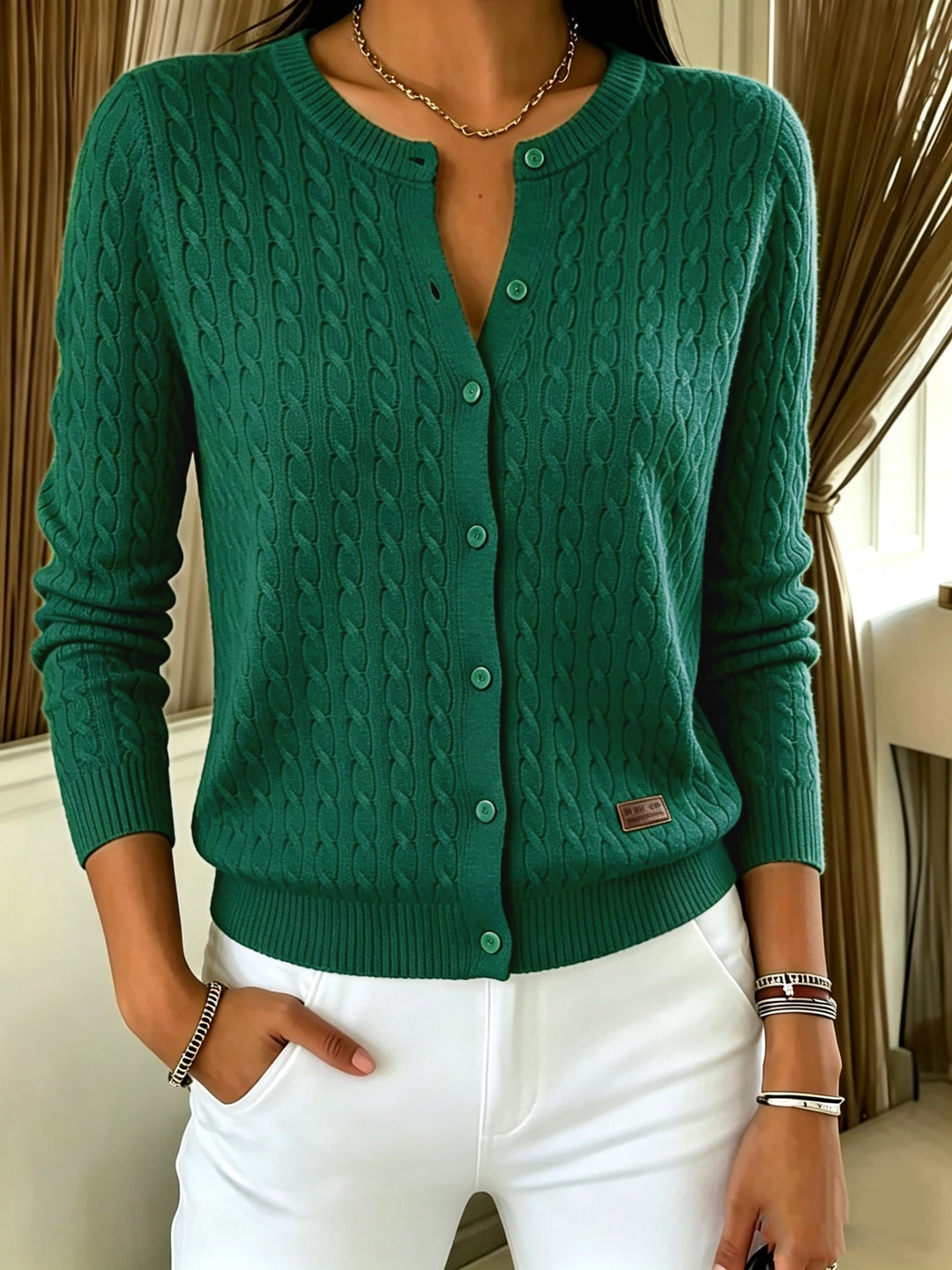 Tiana | Flätad cardigan med knapp