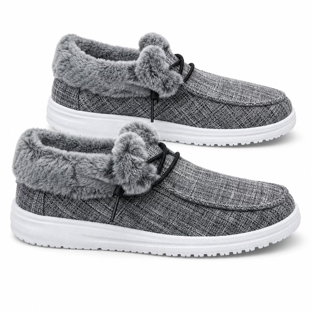 Regina slip-on-skor med plyschfoder i grått
