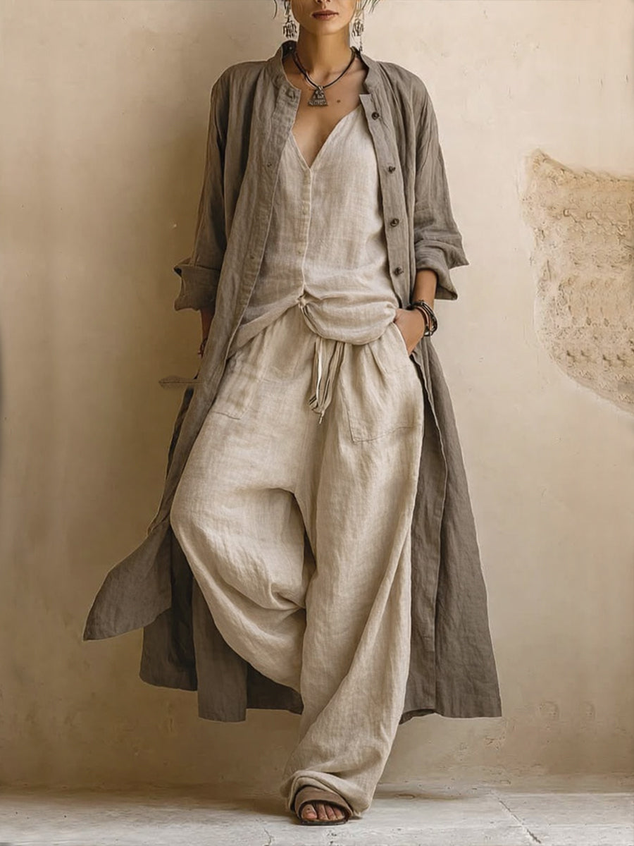 Ramona | Bohemiskt 3-delat Set med Lång Cardigan