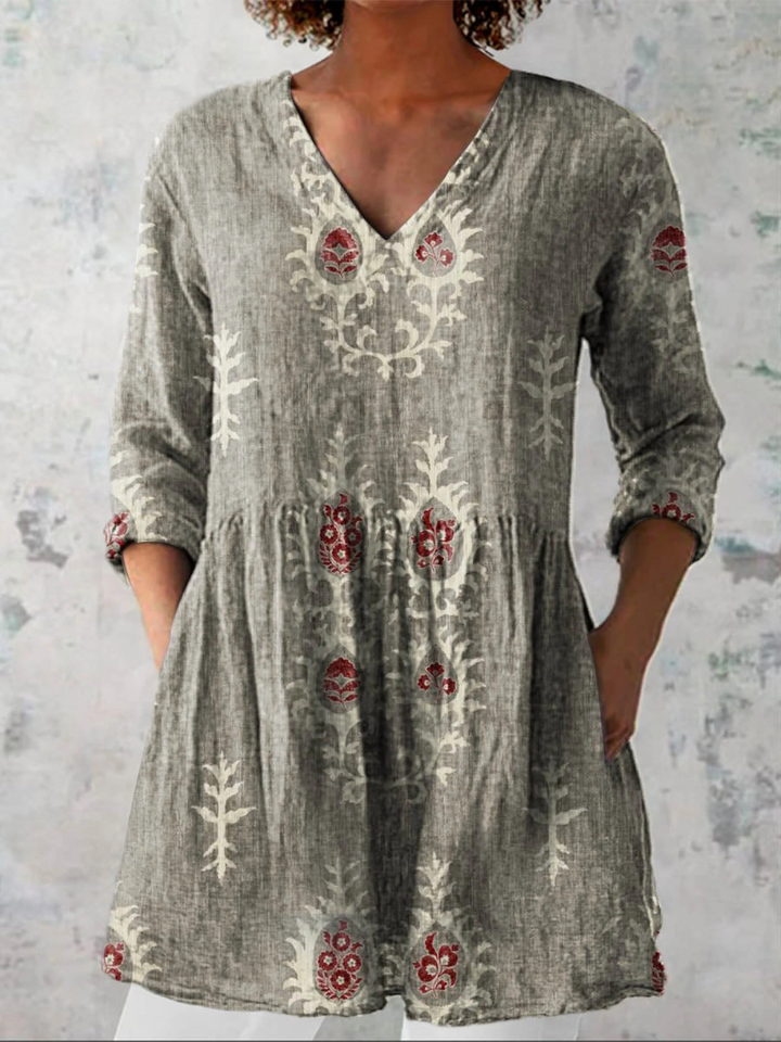 Elise | Lång Blus med V-Hals