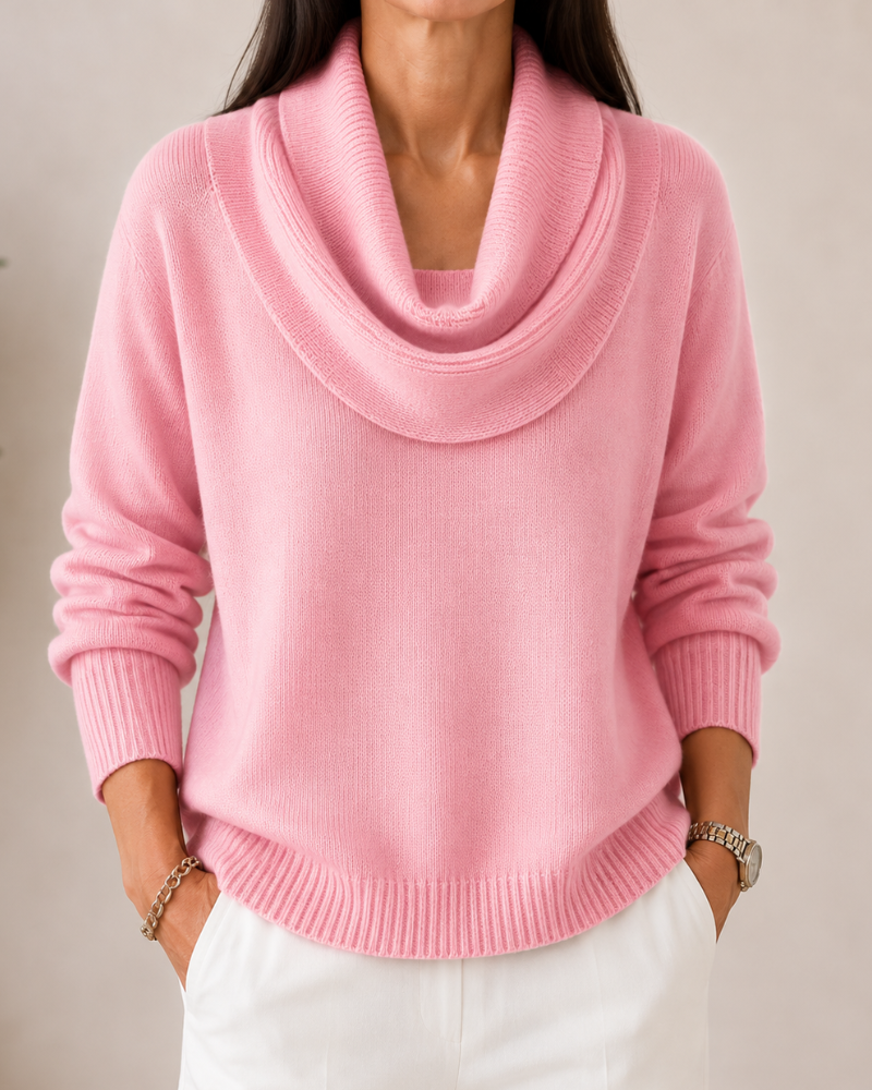 Caralina | Elegant Cowl Neck Stickad Tröja