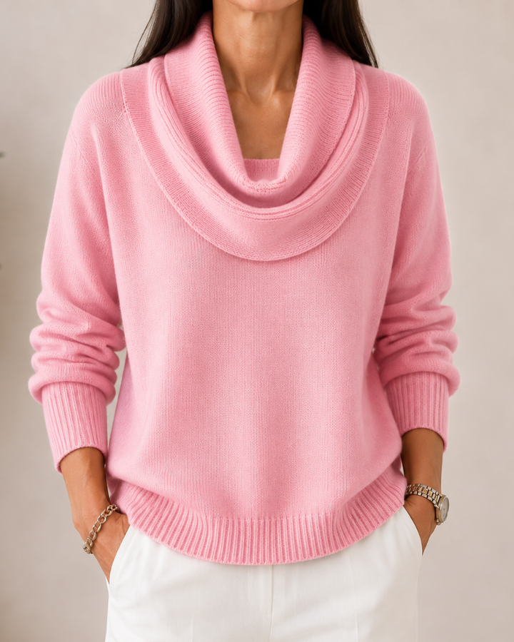 Caralina | Elegant Cowl Neck Stickad Tröja