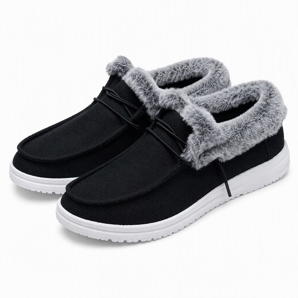 Regina slip-on-skor med plyschfoder i svart