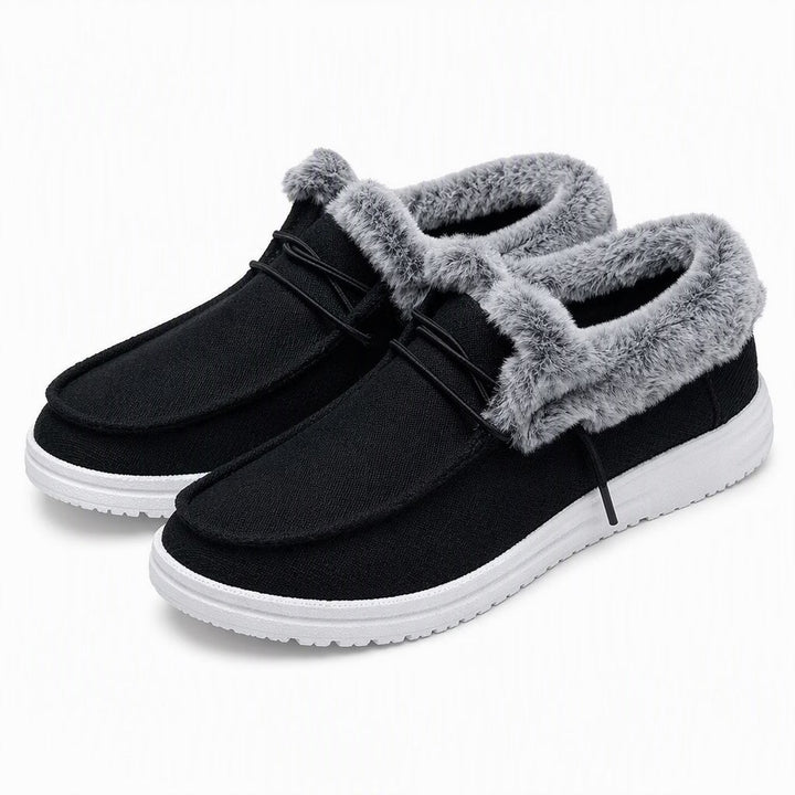 Regina slip-on-skor med plyschfoder i svart