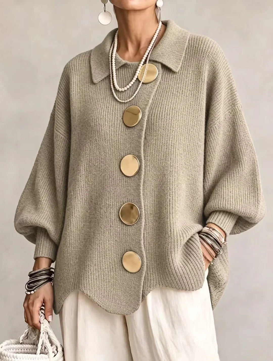 Karita | Oversized Krageknäppt Cardigan