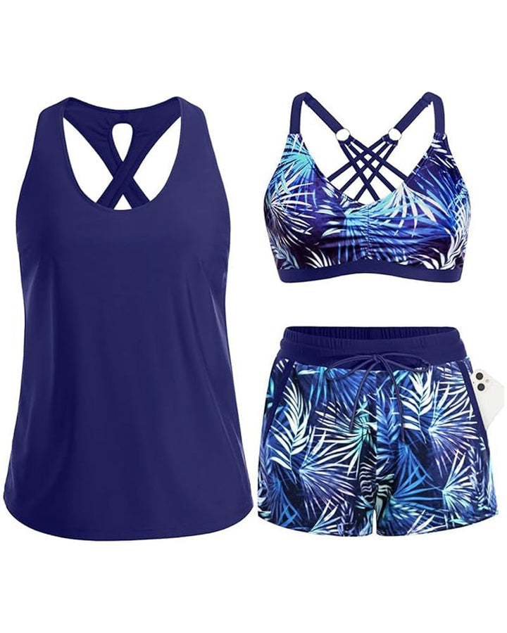 Mathilda | Tredelat tankini-, bikini- och cover-up-set