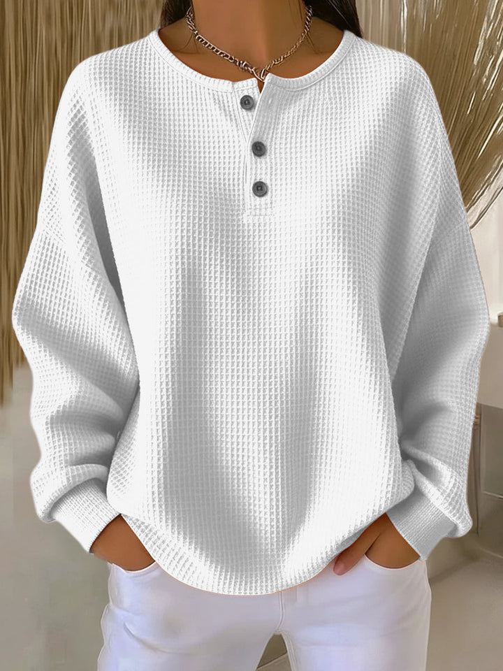Mirabel | Mysig Vaffel Henley Sweatshirt