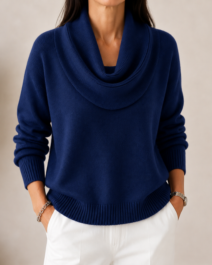 Caralina | Elegant Cowl Neck Stickad Tröja