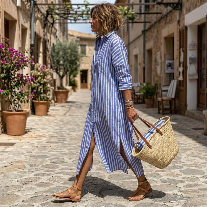 Wilhelmine | Elegant Randig Sommarklänning