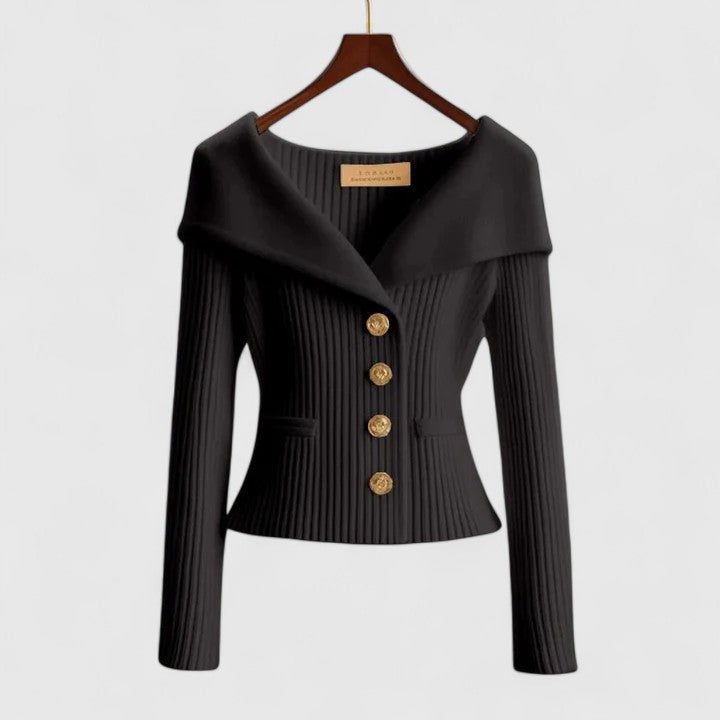 Dominique | Smickrande Cardigan med Bred Krage